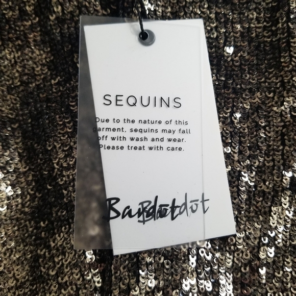 Bardot Sequins Gold Black Cold Shoulder Blouse New Size XS - Picture 8 of 12